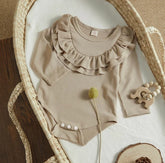 Ribbed Frill Romper - Long Sleeve Baby Girl.